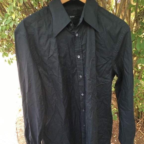 Gucci Men 41 16 Black Button Down Shirt Gucci Men 41 16 Black Button Down Shirt